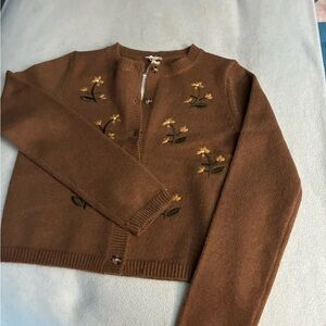 Hem & Thread Brown Floral Cardigan